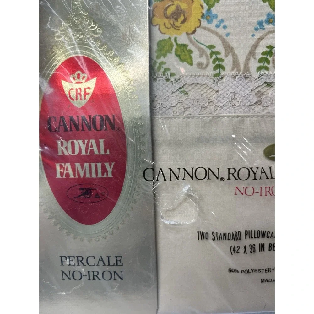 Vtg‎ Cannon Royal Family Bed Set Charleston Filigree Double Flat, Fitted Pillows
